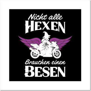 Motorrad Hexen Besen Bikerin Motorradfahrerin Posters and Art